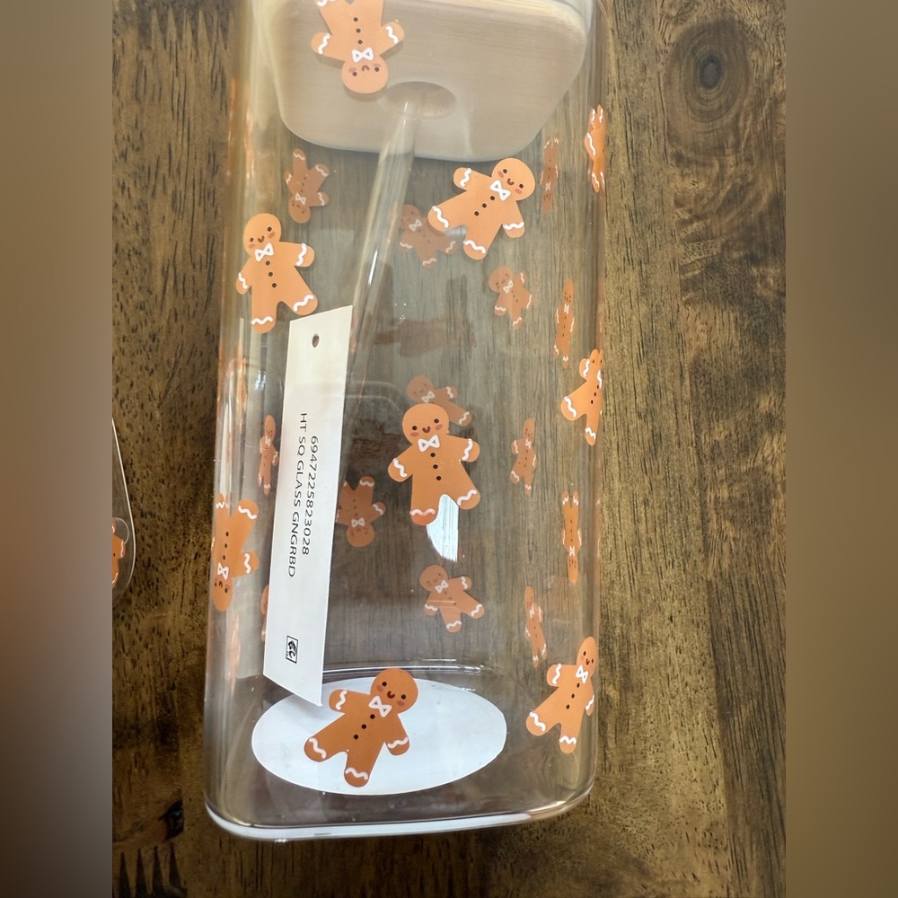 Cute Bear Print Glass Tumblers with Bamboo Lids - Picture 3 of 5